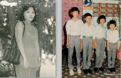 Ảnh cô Nguyễn Thị Kim cùng 4 người con, chụp trước năm 1990