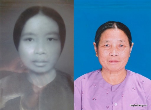 Bà Nguyễn Thị Kiền lúc trẻ và hiện nay