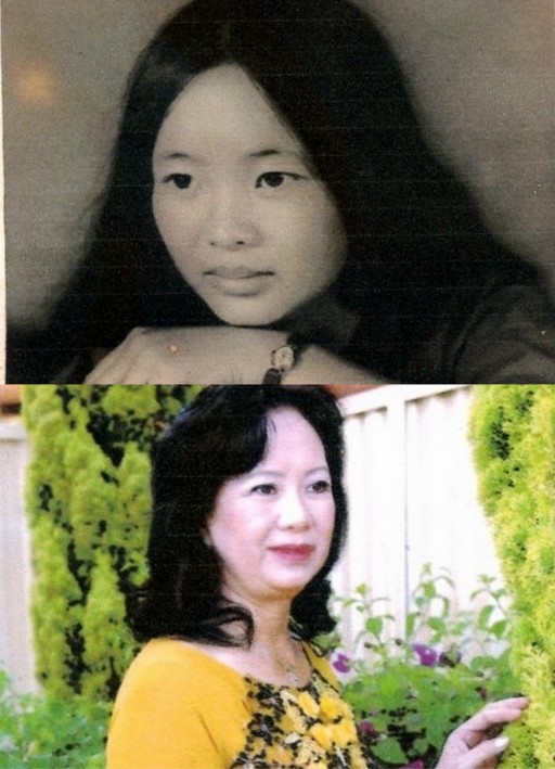 Ảnh bà Lê Thị Hoàn lúc trẻ và hiện nay